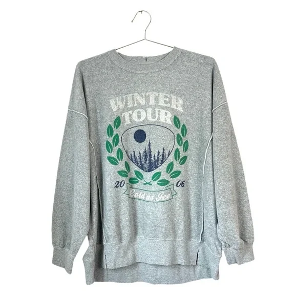 NEW Aerie Cozy Chill Oversized Terry Graphic Sweatshirt Size M - Picture 2 of 7